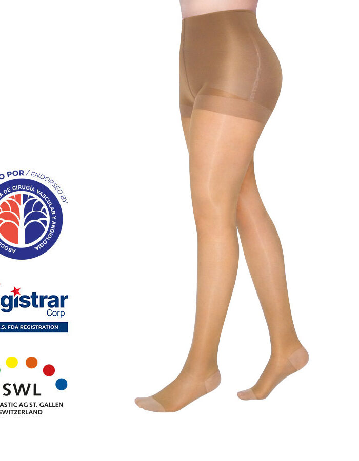 Medias a la Cadera Punta Cerrada Transparente 8-15mmHg