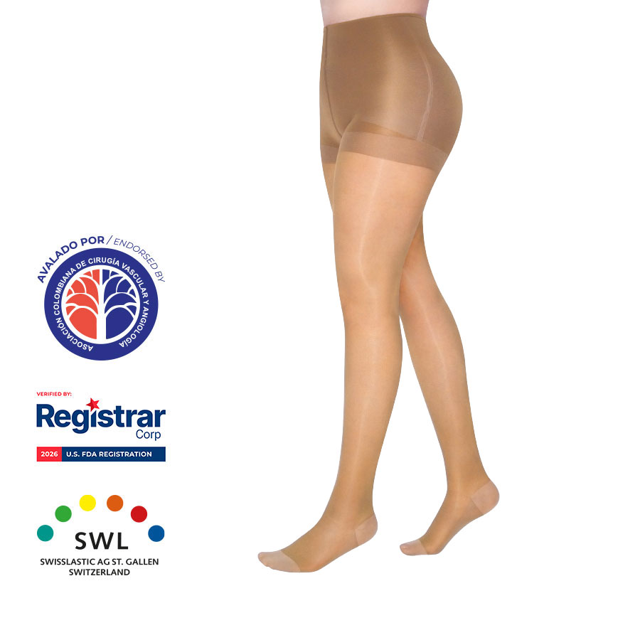 Medias a la Cadera Punta Cerrada Transparente 8-15mmHg