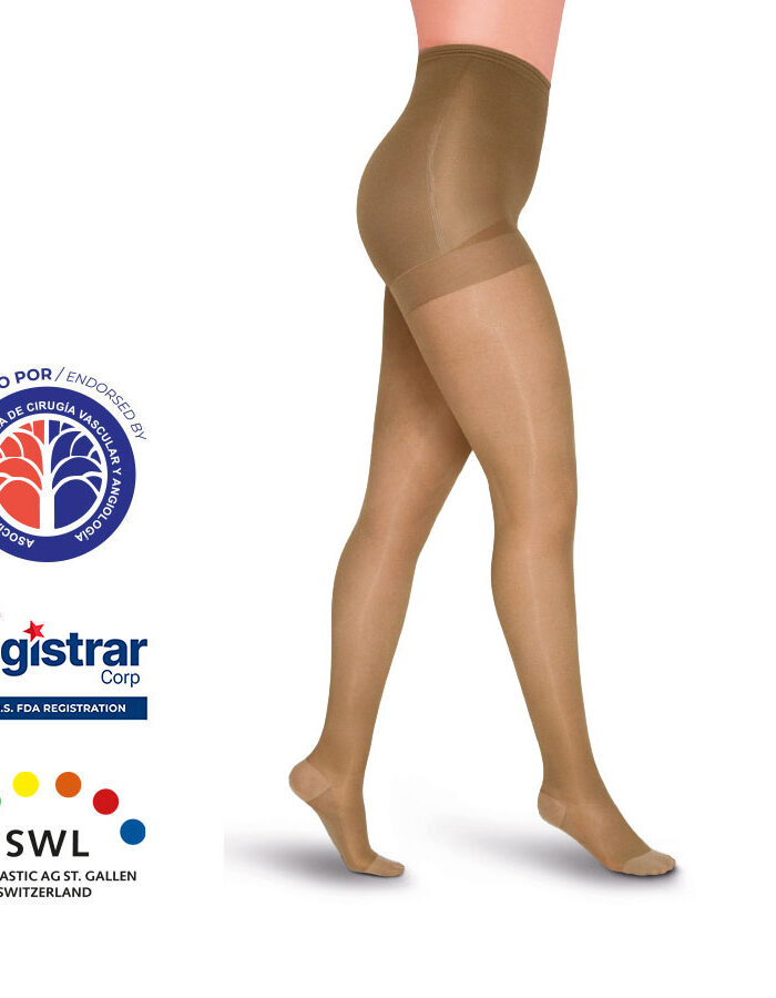 Medias a la Cadera Punta Cerrada Transparente 8-15mmHg