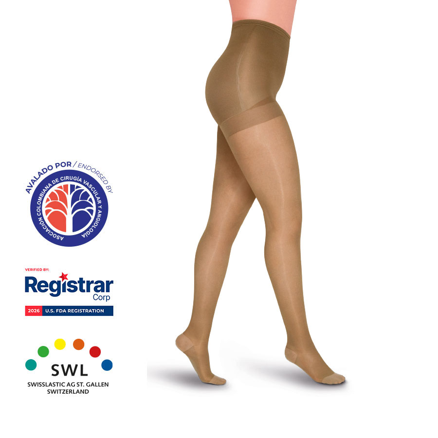 Medias a la Cadera Punta Cerrada Transparente 8-15mmHg