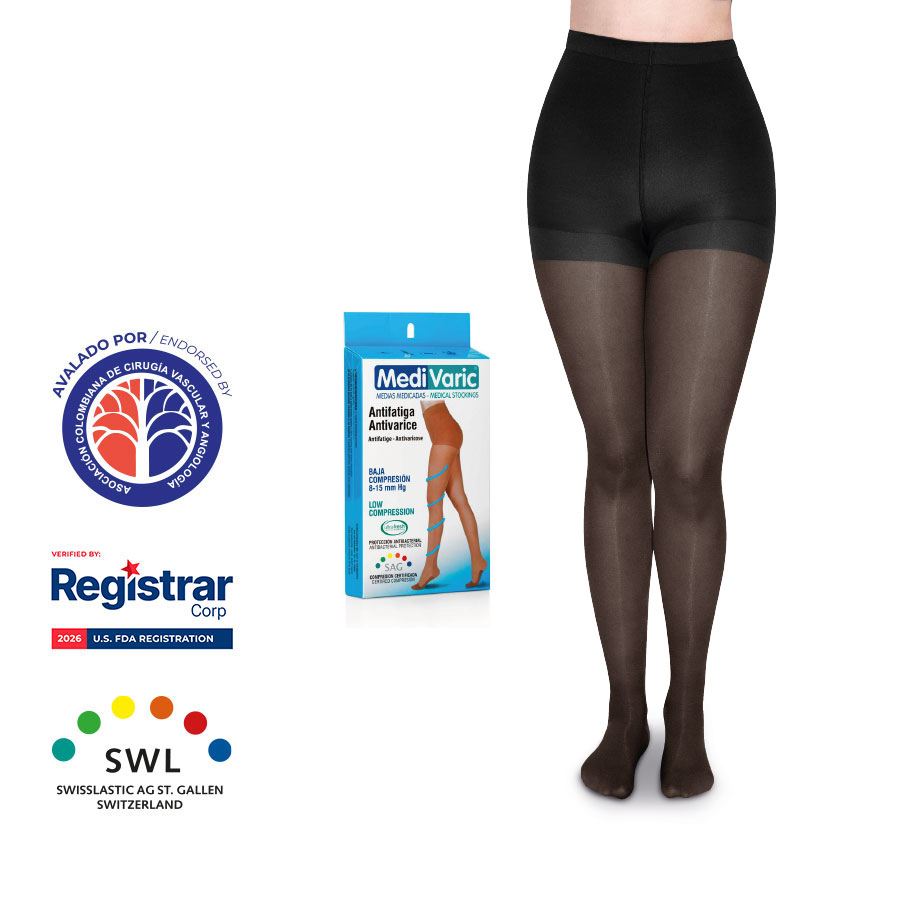 Medias a la Cadera Punta Cerrada Transparente 8-15mmHg