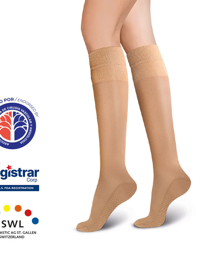 Media hasta la Rodilla Punta Cerrada Transparente 8-15 mmHg