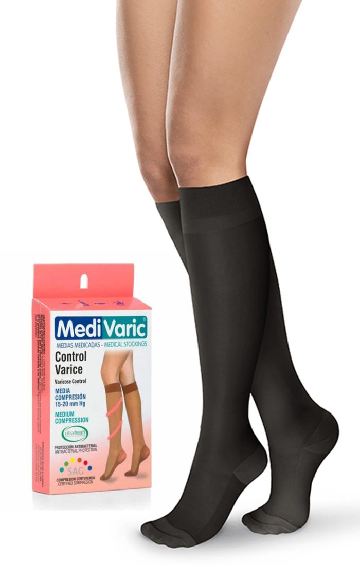 Media a la Rodilla Punta Cerrada Opaca 15-20mmHg