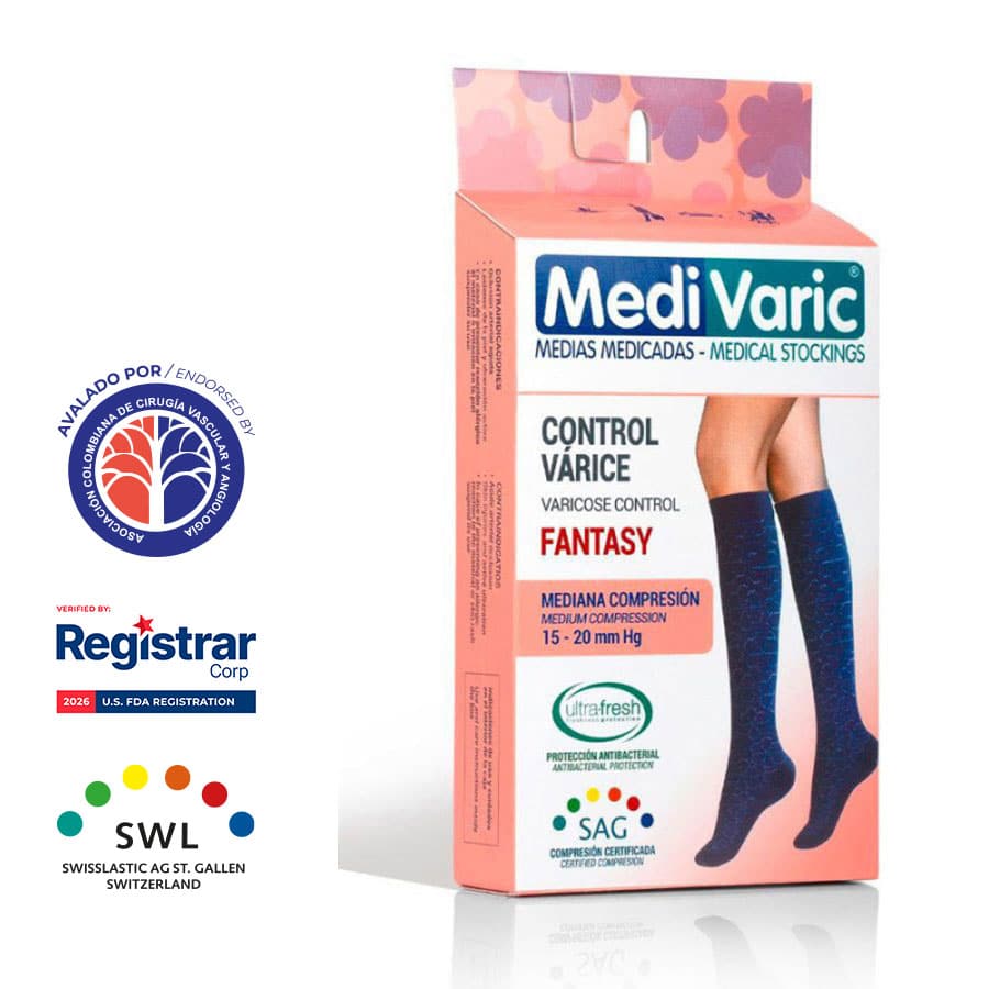 Media a la Rodilla con Diseño Fantasy para Dama 15-20mmHg