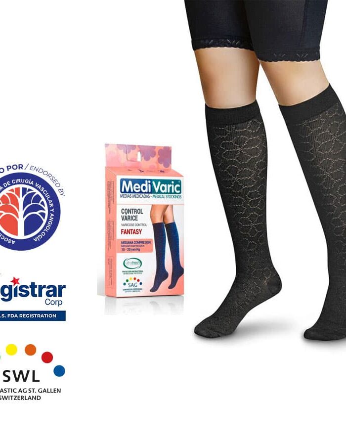 Media a la Rodilla con Diseño Fantasy para Dama 15-20mmHg