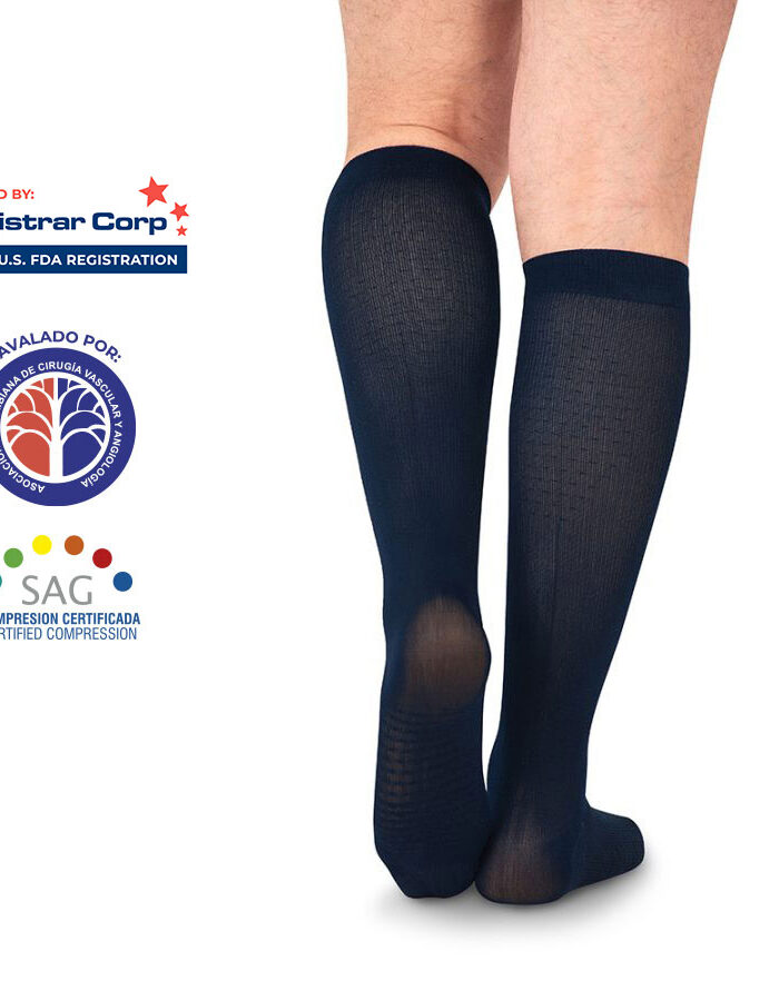 Calcetín para hombre - Compresión Mediana 15-20mmHg vistos desde atrás