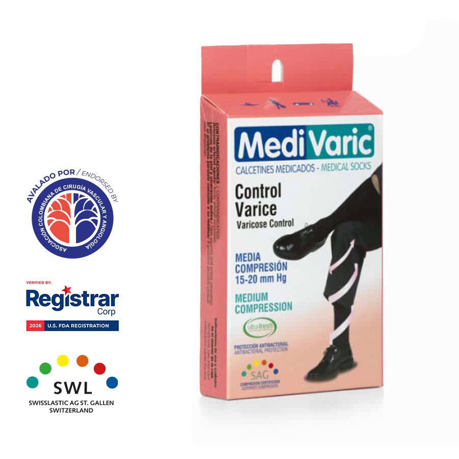 Calcetín para hombre – Compresión Mediana 15-20mmHg