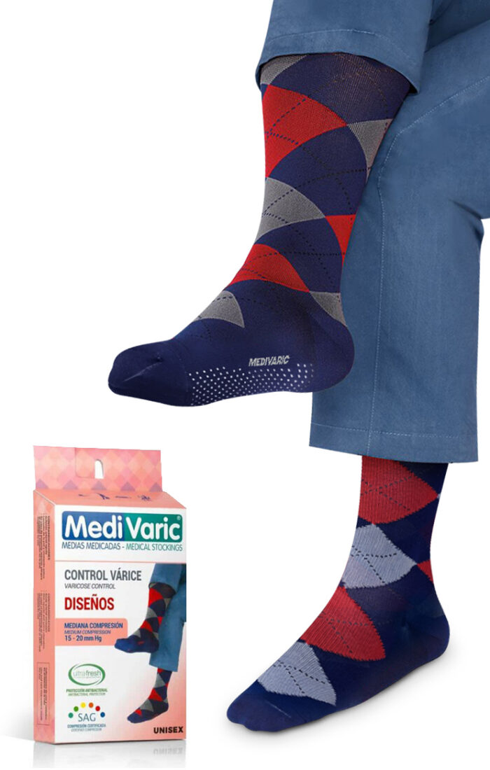 Media Calcetín Unisex Diseño Rombos 15-20mmHg