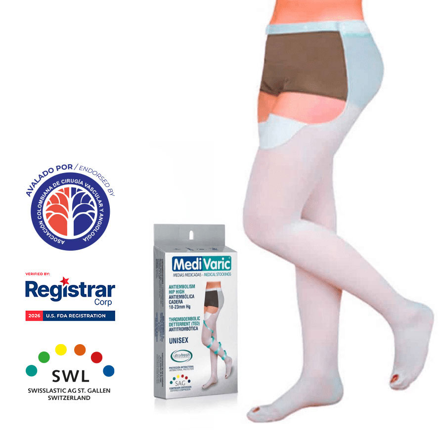 Medias Antiembólicas Cadera Blanco 18-23mmHg
