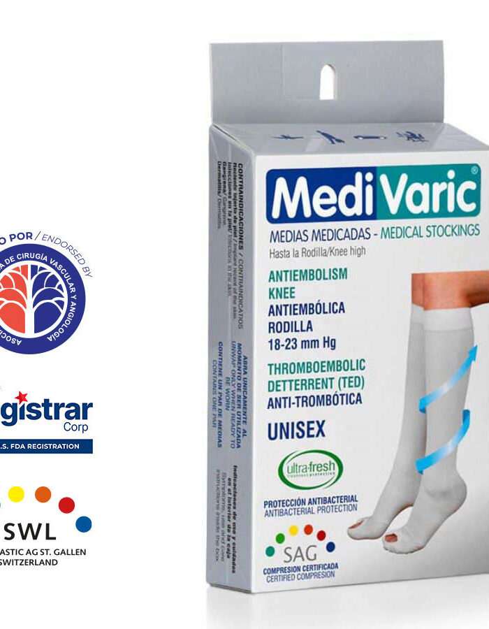 Medias Antiembólicas Rodilla Blanco 18-23mmHg