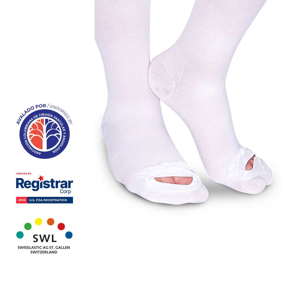 Medias Antiembólicas Rodilla Blanco 18-23mmHg