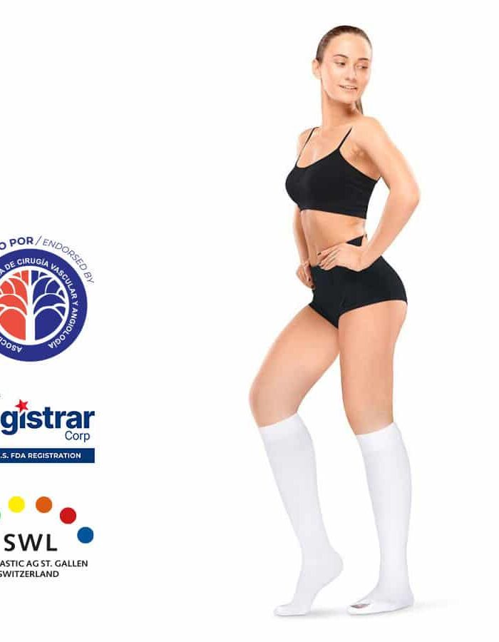 Medias Antiembólicas Rodilla Blanco 18-23mmHg