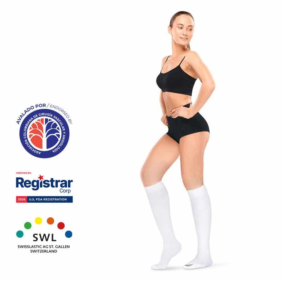 Medias Antiembólicas Rodilla Blanco 18-23mmHg