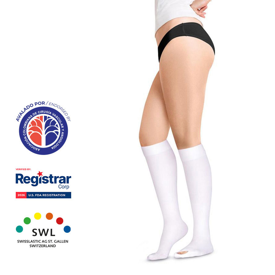 Medias Antiembólicas Rodilla Blanco 18-23mmHg