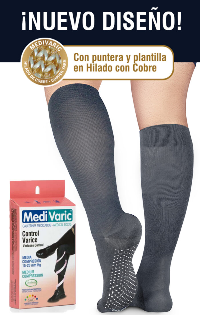 Calcetín con Hilado de Cobre - Compresión Mediana 15-20mmHg