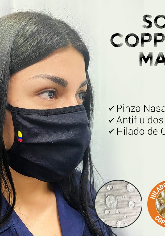 Soft Copper Mask Tapabocas Reutilizable Hilado de Cobre
