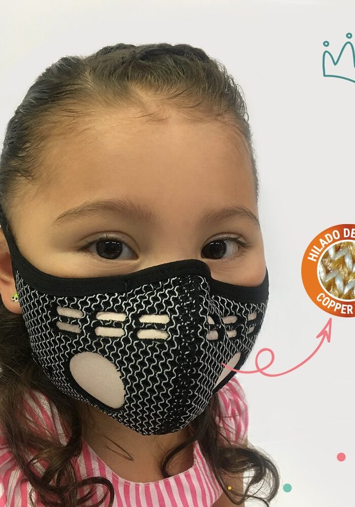 Copper Mask Kids Tapabocas niños Reutilizable Hilado de Cobre