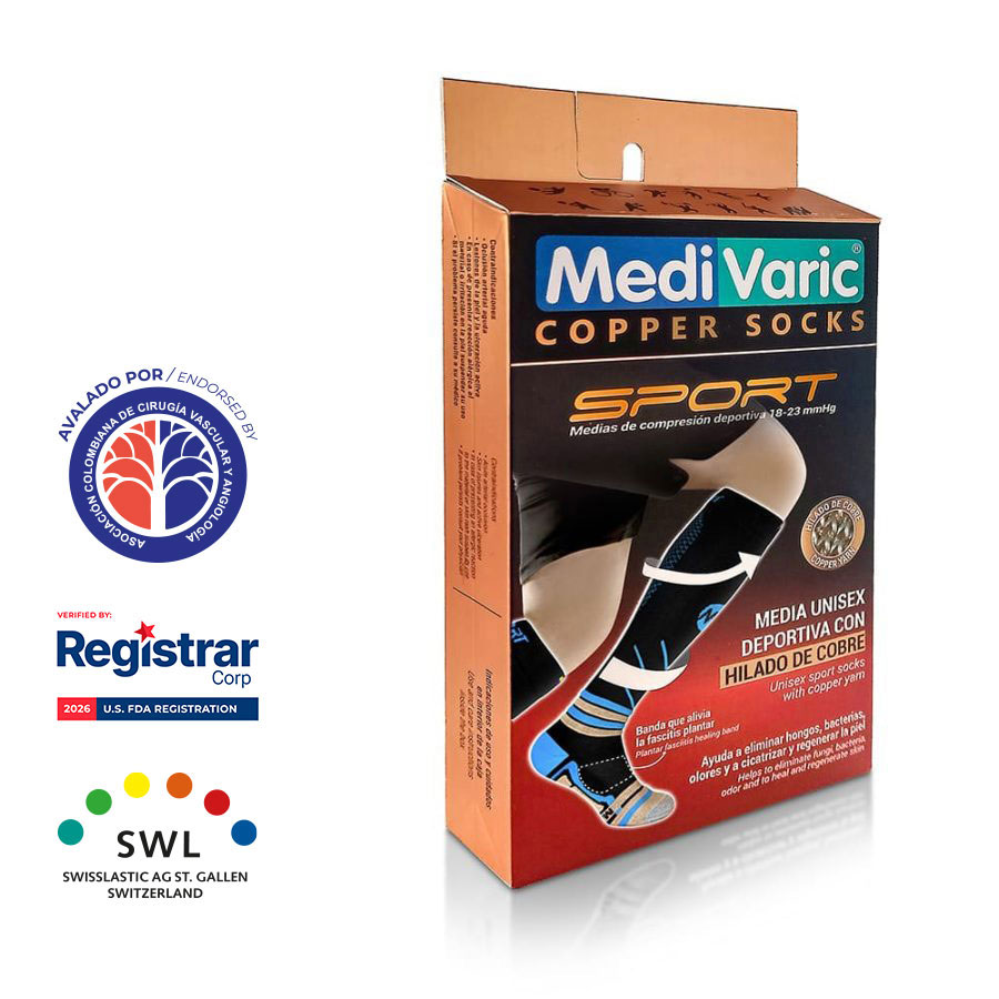 Medias de Compresión Deportiva con Hilado de Cobre Medivaric 18-23 mmHg