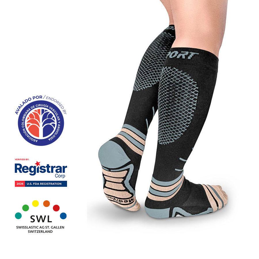 Medias de Compresión Deportiva con Hilado de Cobre Medivaric 18-23 mmHg