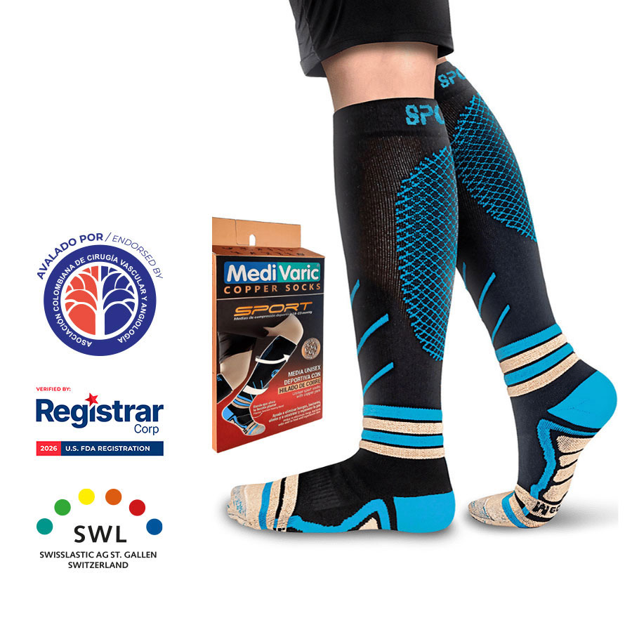 Medias de Compresión Deportiva con Hilado de Cobre Medivaric 18-23 mmHg