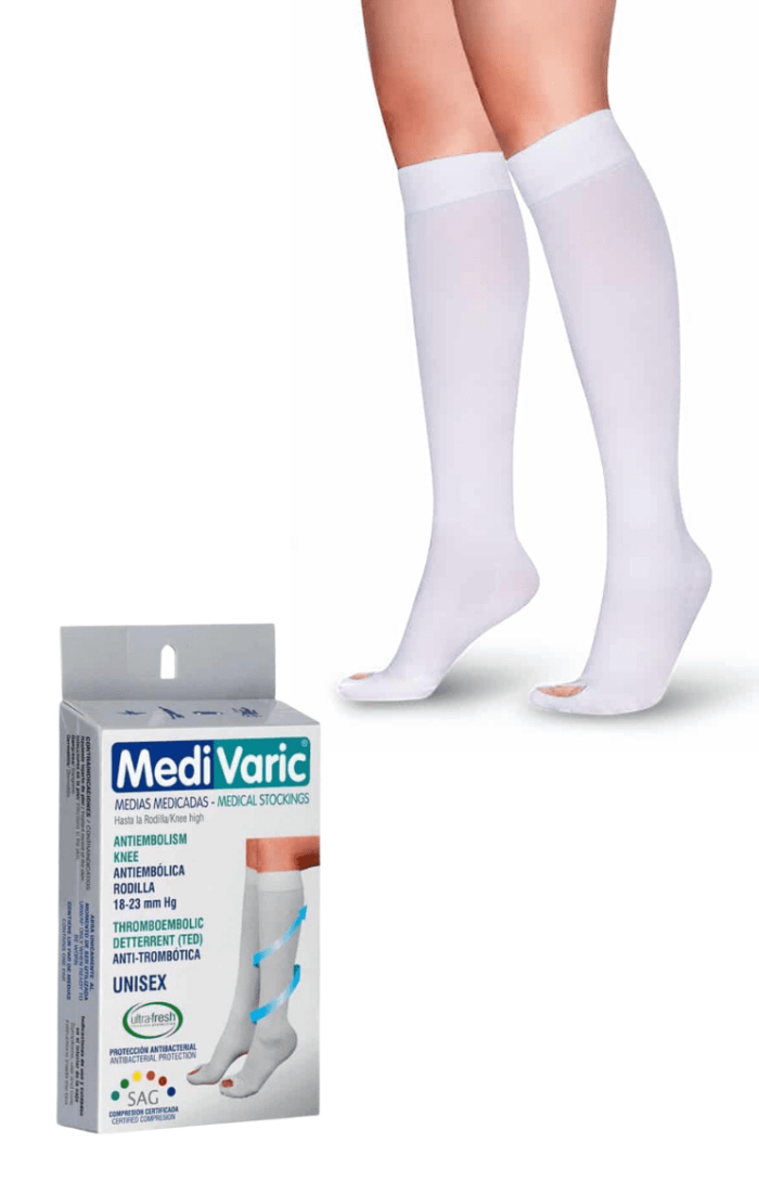 Medias Antiembólicas Rodilla Blanco 18-23mmHg