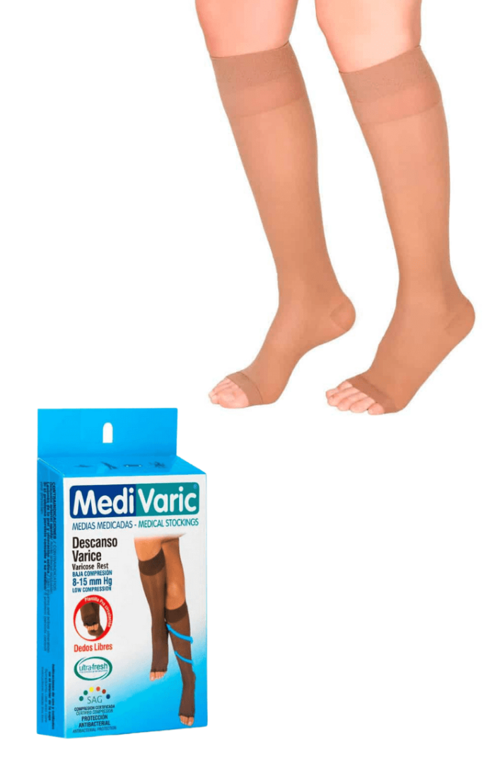 Media hasta la rodilla Dedos Libres Transparente 8-15mmHg