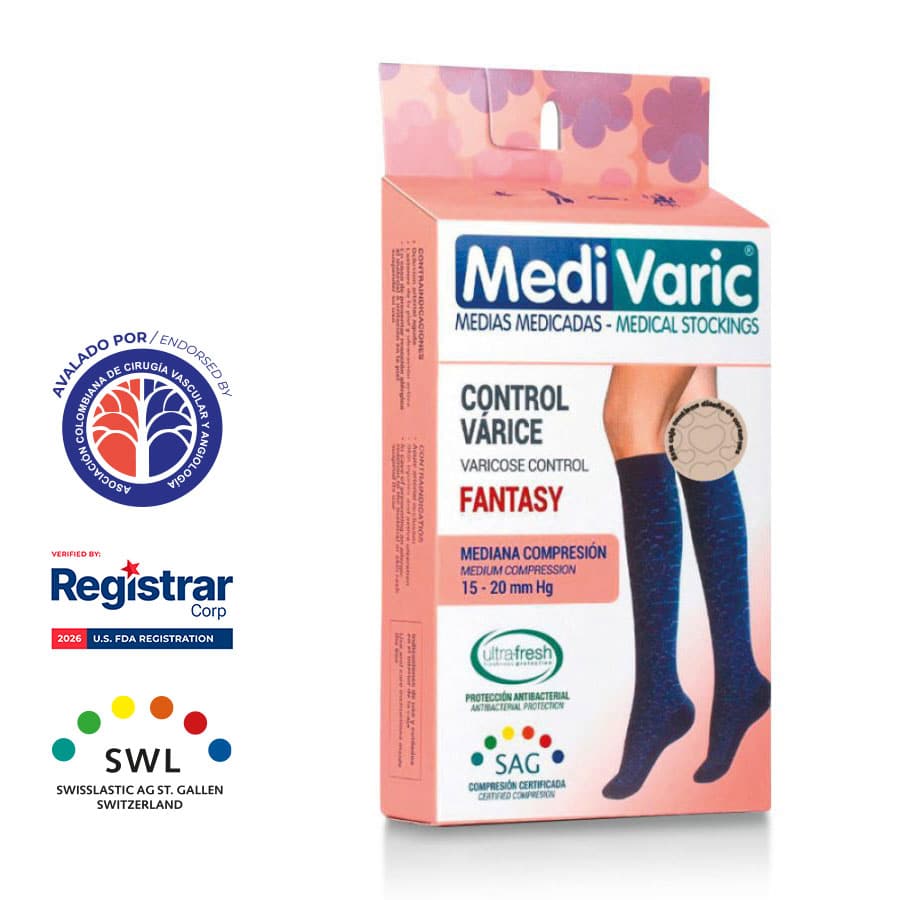 Media a la Rodilla con Diseño Corazones Fantasy para Dama 15-20mmHg