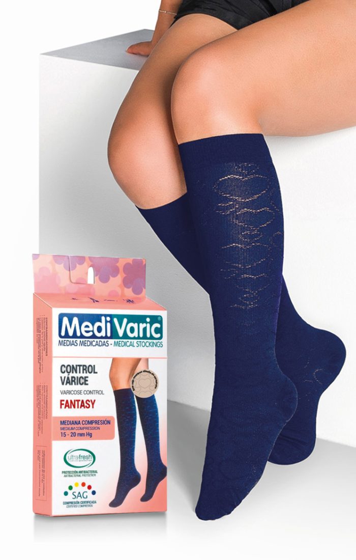 Media a la Rodilla con Diseño Corazones Fantasy para Dama 15-20mmHg